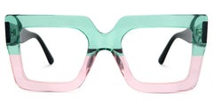Brandon Square Green-Pink Oversized Frame Glasses