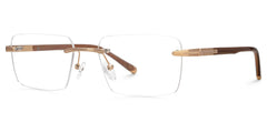 Brown Mixed-Materials Rectangle Eyeglasses- Savitrie