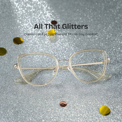 Celine Bling Cat-eye Translucent Gold Frame Glasses | ZEELOOL