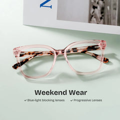 Sage Pink Frame Glasses with Rectangle Frame Online | ZEELOOL