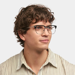 Boyde Black Eyeglasses with Browline Design