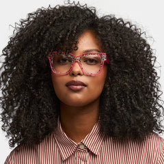 Zerica Eyeglasses in Square Red Rose Eyeglasses | Zeelool