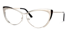 Ellen Cat eye Silver Eyeglasses and Metal Browline Frame