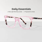 Finnley Acetate Pink Frame Glasses with Square Shape | Zeelool