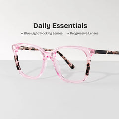 Finnley Acetate Pink Frame Glasses with Square Shape | Zeelool
