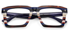Large Square Frame Eyeglasses With Blue and White Stripes
