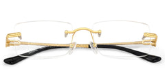 Gold Rimless Eyeglasses Frames With Adjustable Nose Pads
