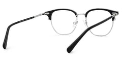 Black Mixed-Materials Geometric Eyeglasses- Geno