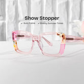 Flair Clear Pink Frame Glasses with Square Frame Online | ZEELOOL
