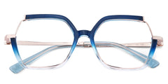 Alexia Mixed-Materials Square Blue Frame Glasses | Zeelool