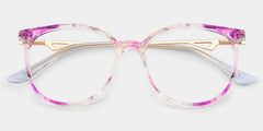 Chanty Floral Eyeglass Frames - Purple Round Mixed Glasses | ZEELOOL