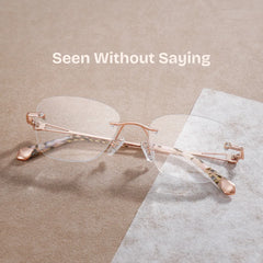 Rectangle Rose Gold Eyeglasses- Seth Metal Frame Glasses