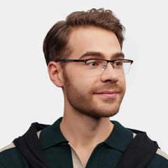 Browline Black Eyeglasses- Brock Titanium Frame Glasses