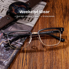 Ryan black and gold browline Frame glasses Online | ZEELOOL