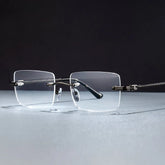 Gray Rimless Eyeglasses Frames With Adjustable Nose Pads