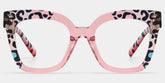 Malcolm Pink Leopard Print Square Frame Glasses for Women