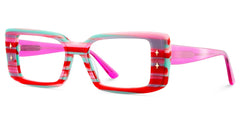 Women's Rectangle Eyeglasses Frames With Red and Green Color