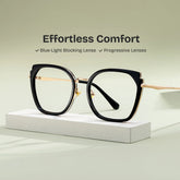Black Metal Frame Glasses With Wide Size For Women