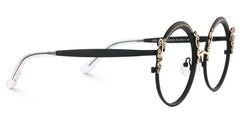 Black Retro Round Glasses With Carved Floral Pattern