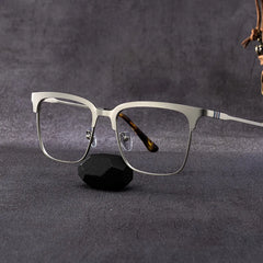 Cleo Silver Frame Glasses with Browline Frame Online | ZEELOOL