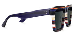 Large Square Frame Sunglasses With Blue and White Stripes