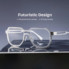 Men's Geometric Glasses in Silver Color