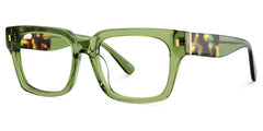 Clear Green Glasses Frames With Green and Tortoise Temples