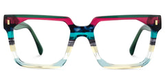 Big Rectangle Glasses With Transparent Green Temples