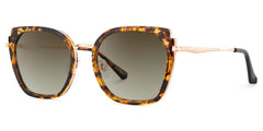Tortoise Metal Frame Glasses With Wide Size For Women