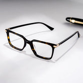 Thin Rectangle Glasses Frames in Tortoise Color