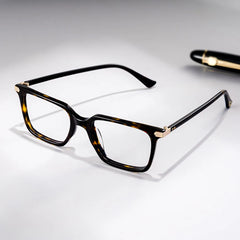 Thin Rectangle Glasses Frames in Tortoise Color