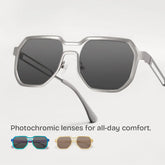 Men's Geometric Sunglasses in Silver Color