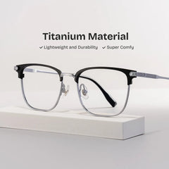 Men's Titanium Eyeglass Frames with Browline Shape