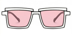 Zephyr White Cyberpunk Rectangle Frame Glasses | Zeelool