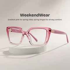 Emery Two-Tone Geometric Eyeglass Frames | ZEELOOL