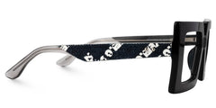 Tiffaney Black Square Glasses with Black Denim Temples