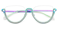 Half Frame Cat Eye Glasses With Shiny Diamonds