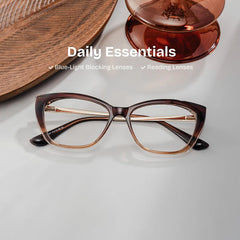 Harlow Brown Frame Glasses with Rectangle Frame Online | ZEELOOL