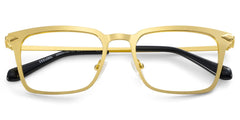 Gold Metal Frame Glasses With a Rectangle Shape