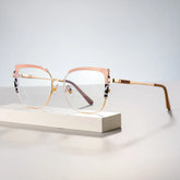 Khaki Tortoise Thin Frame Glasses With Metal Material