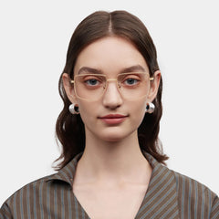 Geometric Gold yellow Eyeglasses- Felicity Metal Frame Glasses