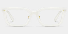 Remy White Rectangle Glasses | Clean Athleisure Style