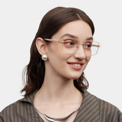 Geometric Gold pattern Eyeglasses- Felicity Metal Frame Glasses