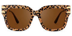 Square Cat-Eye Glasses With Brown Leopard Pattern