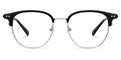 Black Mixed-Materials Geometric Eyeglasses- Geno