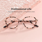 Mitchell Mixed Pink-tortoise Frame Glasses with Geometric Shape | Zeelool