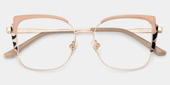 Khaki Tortoise Thin Frame Glasses With Metal Material