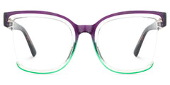 Square Cadogan Purple-Green Frame Glasses | Zeelool