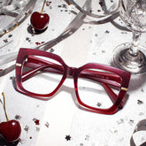 Mavis Square Burgundy Glasses Frames with Glittering Powder| ZEELOOL