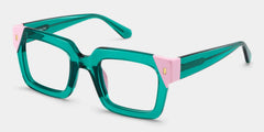 Square Green Pink Eyeglasses- Sarah Acetate Frame Glasses